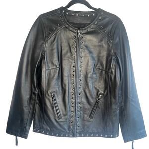 Bradley by Bradley Bayou Black Moto Leather Jacket, Medium